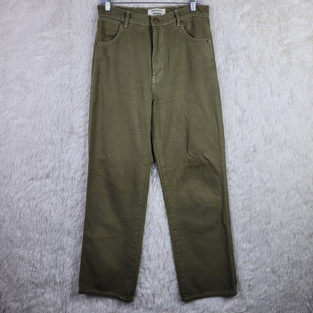 Reformation Women's Cowboy High Rise Straight Leg Jeans Kalamata Green 29